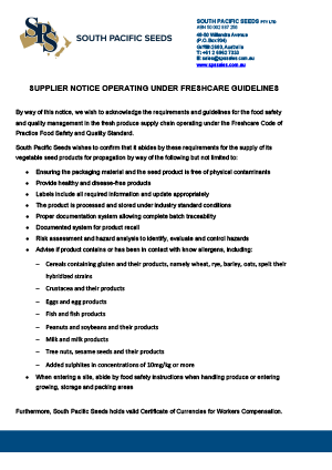 Freshcare SPS Supplier Notice
